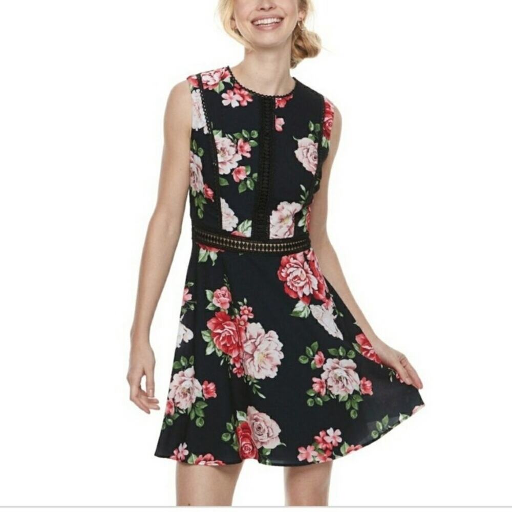 Disney Princess Floral Illusion Skater Dress XS
